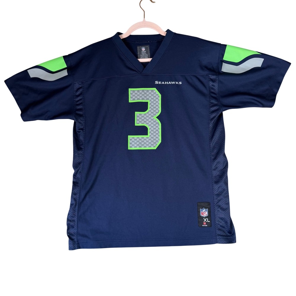 NFL Seattle Seahawks Russell Wilson 3 Youth XL Jersey Navy Blue Football